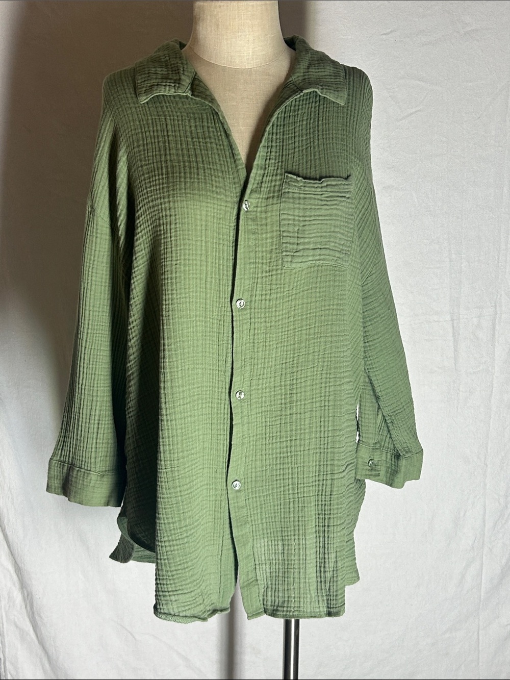 Kona Sol Olive Green Lightweight Button-Front Shirt Jacket